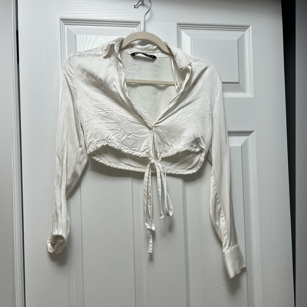 Zara long sleeve low cut top